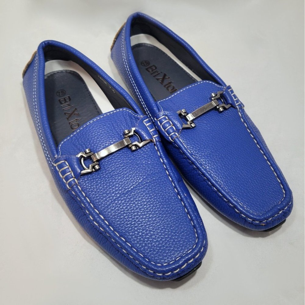 Brixton Payne Blue and Silver Men's Loafers Casual Slip On Moccasin US Size 7.5
